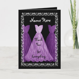 Tarjeta De Agradecimiento PURPLE Vestidos BRIDESMAID Boda Gracias