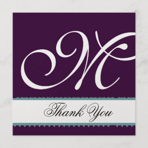 Tarjeta De Agradecimiento PURPLE & WHITE with TURQUOISE Boda Gracias