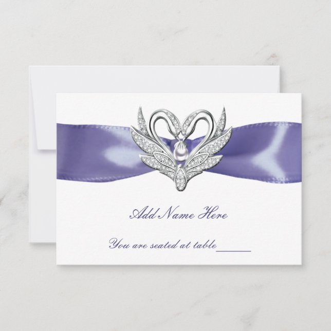 Tarjeta De Agradecimiento Púrpura Blue Silver Swans Table Place Card (Anverso)