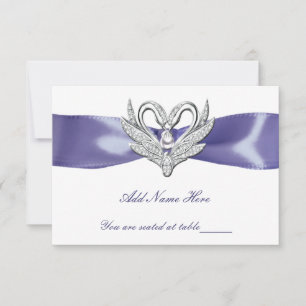 Tarjeta De Agradecimiento Púrpura Blue Silver Swans Table Place Card