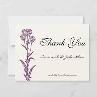 Tarjeta De Agradecimiento Púrpura Boda de la rama de flores silvestres Graci