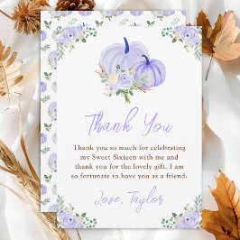 Tarjeta De Agradecimiento Púrpura Calabaza Dulce Floral Dieciséis