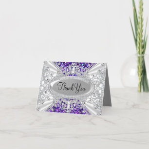 Tarjeta de agradecimiento púrpura de tiara de diam