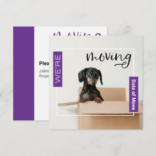 Tarjeta De Agradecimiento Púrpura estamos moviendo a perro de Dachshund en t