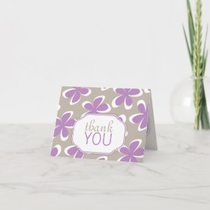Tarjeta De Agradecimiento Púrpura floral retro y personalizado caqui gracias