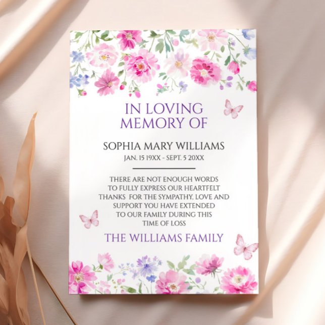 Tarjeta De Agradecimiento Púrpura Flores Silvestres Memoria de solidaridad T (Subido por el creador)