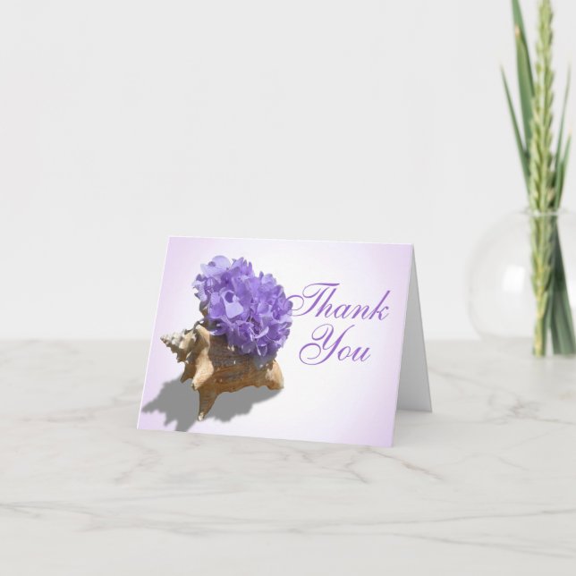Tarjeta De Agradecimiento Púrpura Hidrangeas De Mar Gracias (Anverso)