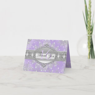 Tarjeta De Agradecimiento Púrpura invierno Maravilla dulce 16 Gracias Tarjet