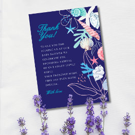 Tarjeta De Agradecimiento Púrpura una pequeña perla bajo la ducha de bebé de