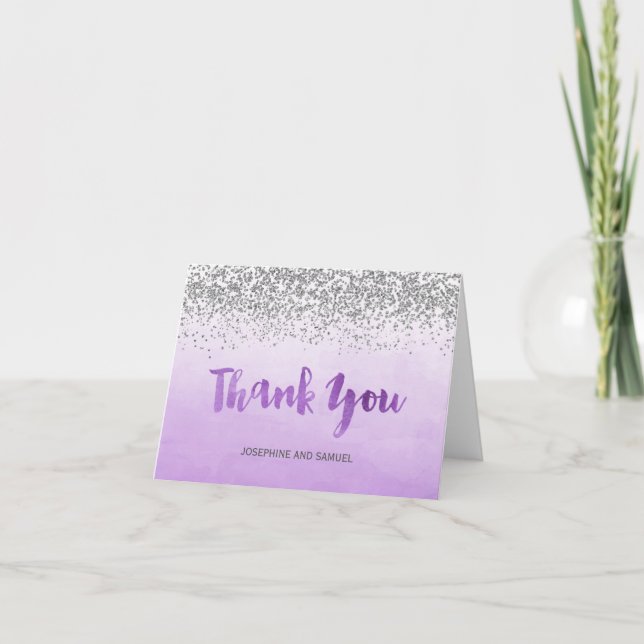 Tarjeta de agradecimiento púrpura y plata (Anverso)