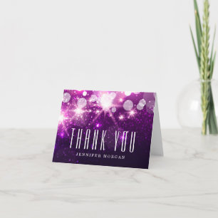 Tarjeta De Agradecimiento Purpuradas Gracias Brillantes