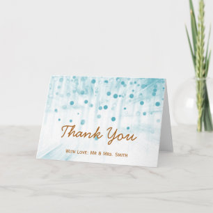 Tarjeta De Agradecimiento Purpurina Azul Confetti Sparkles Dots Gracias