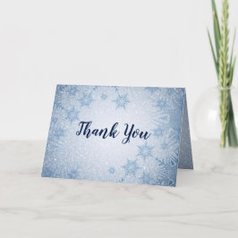Tarjeta De Agradecimiento Purpurina Blue Snowflakes winter