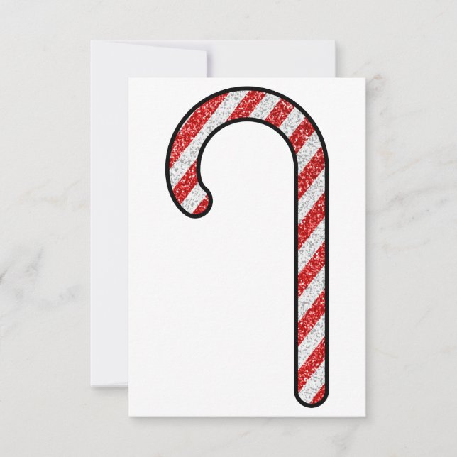 Tarjeta De Agradecimiento Purpurina Candy Cane (Anverso)
