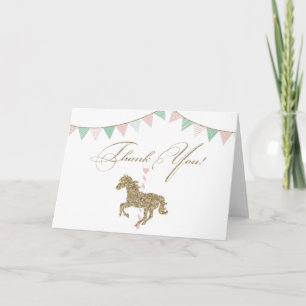 Tarjeta De Agradecimiento Purpurina Carousel Horse Gracias