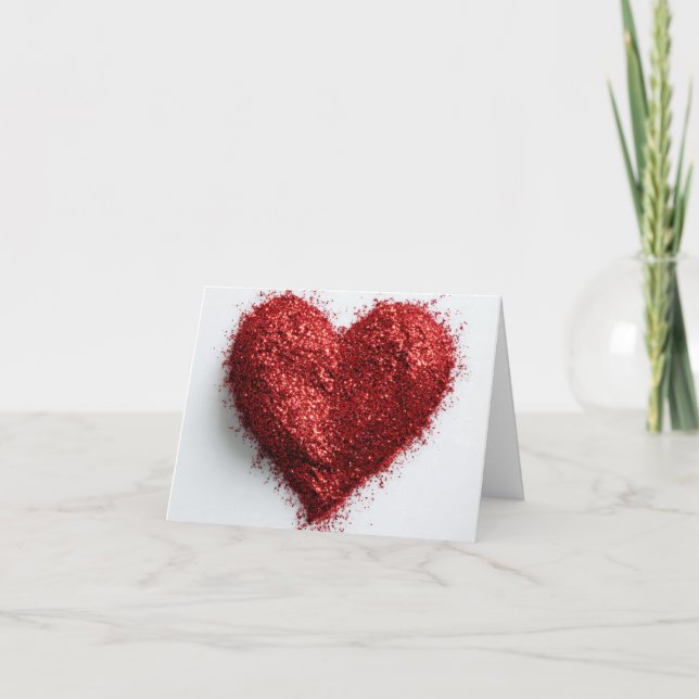 Tarjeta De Agradecimiento Purpurina de corazón brillante rojo brillante bril (Anverso)