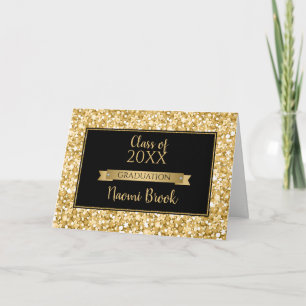 Tarjeta De Agradecimiento Purpurina De Esparkling De Oro Y Blanco