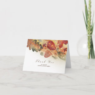 Tarjeta De Agradecimiento Purpurina de hojas de otoño gracias Boda