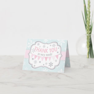 Tarjeta De Agradecimiento Purpurina de invierno de Snowflake Silver Gracias