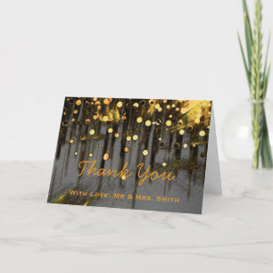 Tarjeta De Agradecimiento Purpurina de Luces Modernas Confetti Sparkles Grac