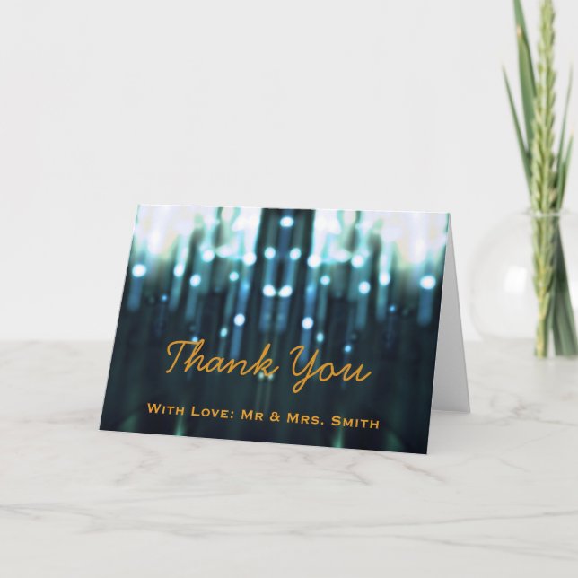 Tarjeta De Agradecimiento Purpurina de Luces Modernas Confetti Sparkles Grac (Anverso)