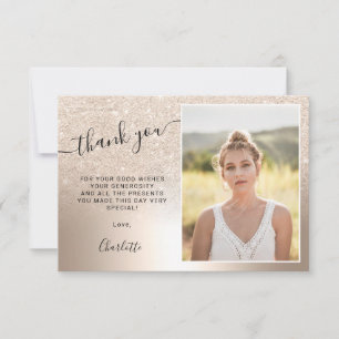 Tarjeta De Agradecimiento purpurina de oro de Guay sombrío metálico 3 fotos 