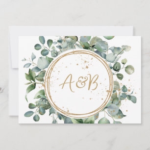 Tarjeta De Agradecimiento Purpurina de oro Eucalyptus - Boda verde
