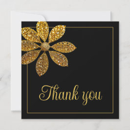 Tarjeta De Agradecimiento Purpurina de oro floral dulce de la flor 16 cumple