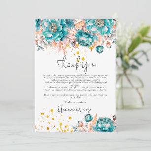 Tarjeta De Agradecimiento Purpurina de oro foto floral graduación botánica