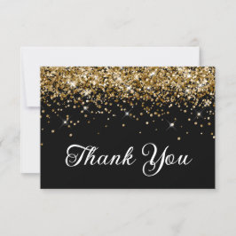 Tarjeta De Agradecimiento Purpurina de oro Negro 50 cumpleaños