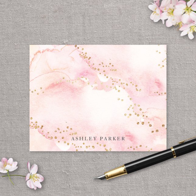 Tarjeta De Agradecimiento Purpurina de oro rosado bonito Stationery personal (Subido por el creador)