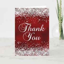 Tarjeta De Agradecimiento Purpurina de plata Relieve metalizado de vidrio ro