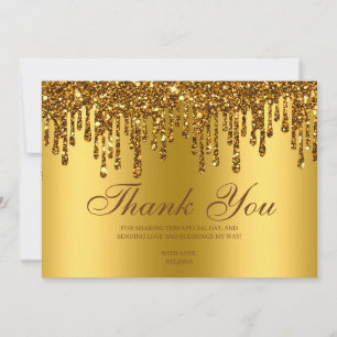 Tarjeta De Agradecimiento Purpurina Drip Gold Baby Feet