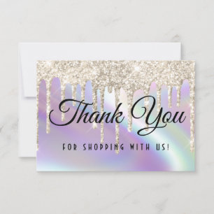 Tarjeta De Agradecimiento Purpurina espumoso Dris Faux Holographic Pearlesce