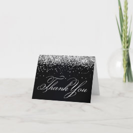 Tarjeta De Agradecimiento Purpurina finamente plateado negro