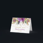 Tarjeta De Agradecimiento Purpurina floral Amethyst 90th Birthday Gracias<br><div class="desc">Colección coincidente en la tienda Little Bayleigh! Hemos utilizado obras de arte de: www.createthecut.com</div>