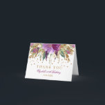 Tarjeta De Agradecimiento Purpurina floral Amethyst 90th Birthday Gracias<br><div class="desc">Colección coincidente en la tienda Little Bayleigh! Hemos utilizado obras de arte de: www.createthecut.com</div>