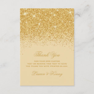 Tarjeta De Agradecimiento Purpurina Golden Glitz Gracias Cartas