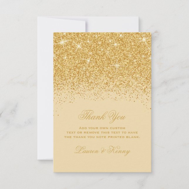 Tarjeta De Agradecimiento Purpurina Golden Glitz Gracias Cartas (Anverso)