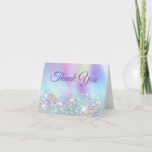 Tarjeta De Agradecimiento Purpurina Holo Femenina Acuática Irisada