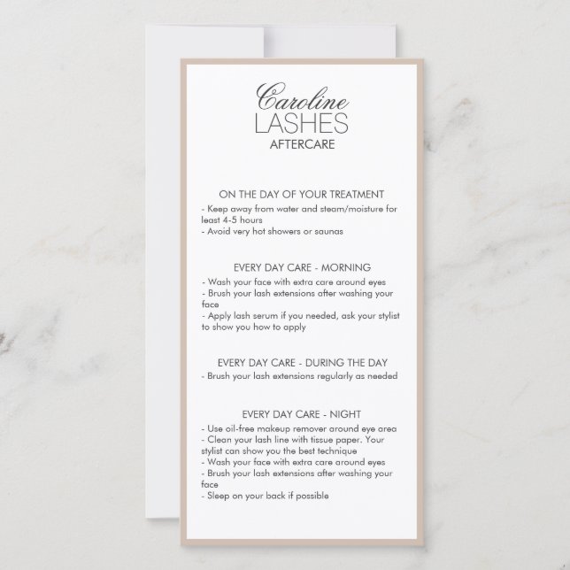 Tarjeta De Agradecimiento Purpurina latigazos después del cuidado de la crem (Anverso)