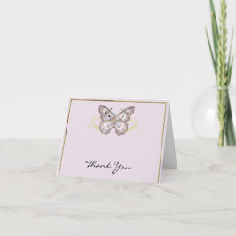 Tarjeta De Agradecimiento Purpurina Mariposa en Lavender Gracias