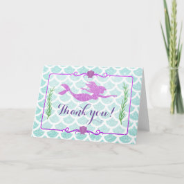 Tarjeta De Agradecimiento Purpurina Mermaid Gracias Cartas