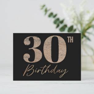 Tarjeta De Agradecimiento Purpurina negro y oro número 30 cumpleaños