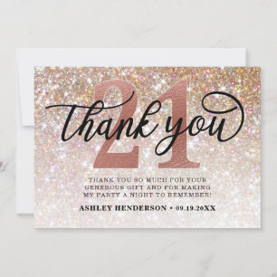 Tarjeta De Agradecimiento Purpurina Ombre Sweet 21º cumpleaños
