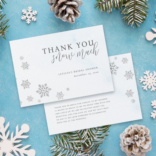 Tarjeta De Agradecimiento Purpurina plateado Snowflakes Winter Bridal Shower (Subido por el creador)