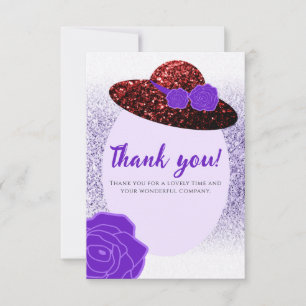 Tarjeta De Agradecimiento Purpurina rojo gorra lavanda púrpura