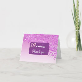 Tarjeta De Agradecimiento Purpurina Rosa brillante, cumpleaños 18 Gracias