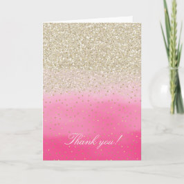 Tarjeta De Agradecimiento Purpurina Rosa Faux Gold Confetti Gracias