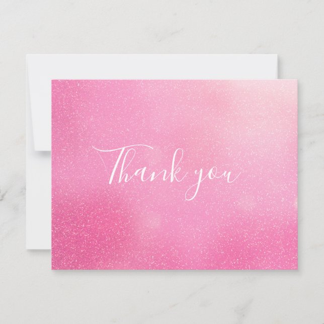 Tarjeta De Agradecimiento Purpurina rosa Shimmer Script Business (Anverso)